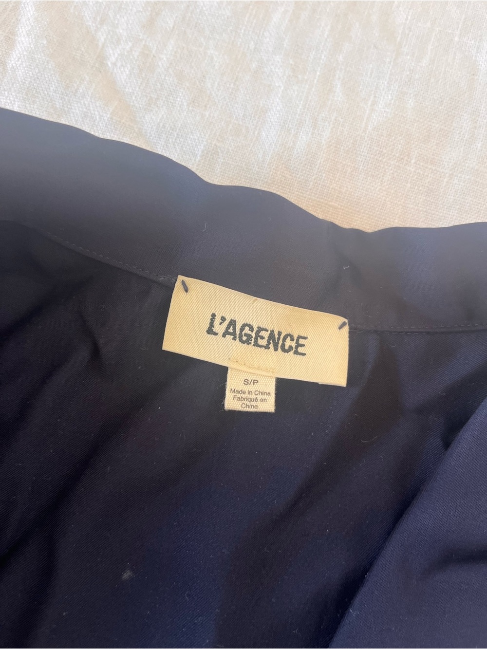 L’Agence Roxane tie front silky top midnight navy blue small - Picture 7 of 11